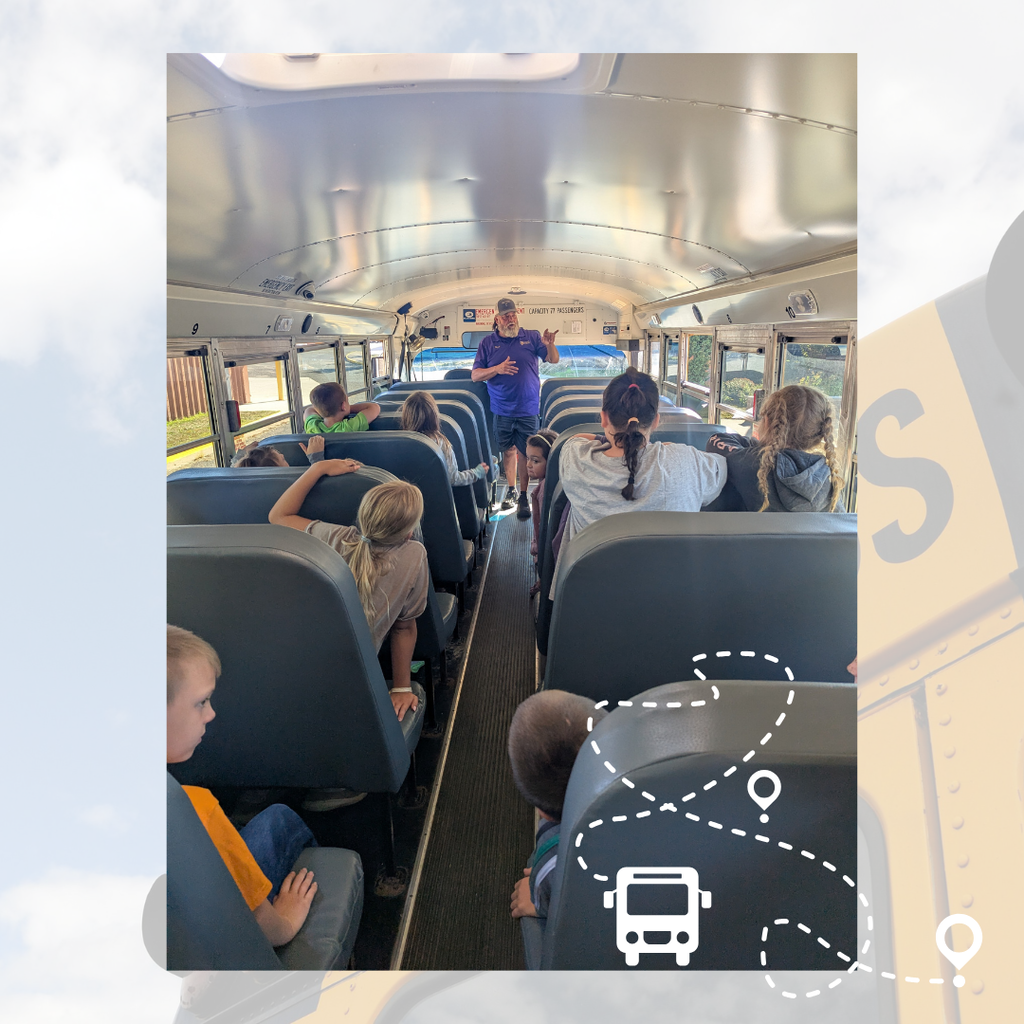 Clayton Bus Safety Photos of students learning about bus safety!