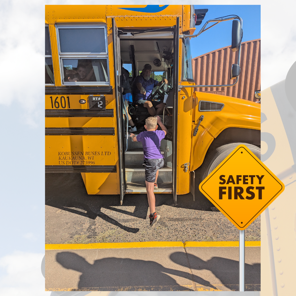 Clayton Bus Safety Photos of students learning about bus safety!