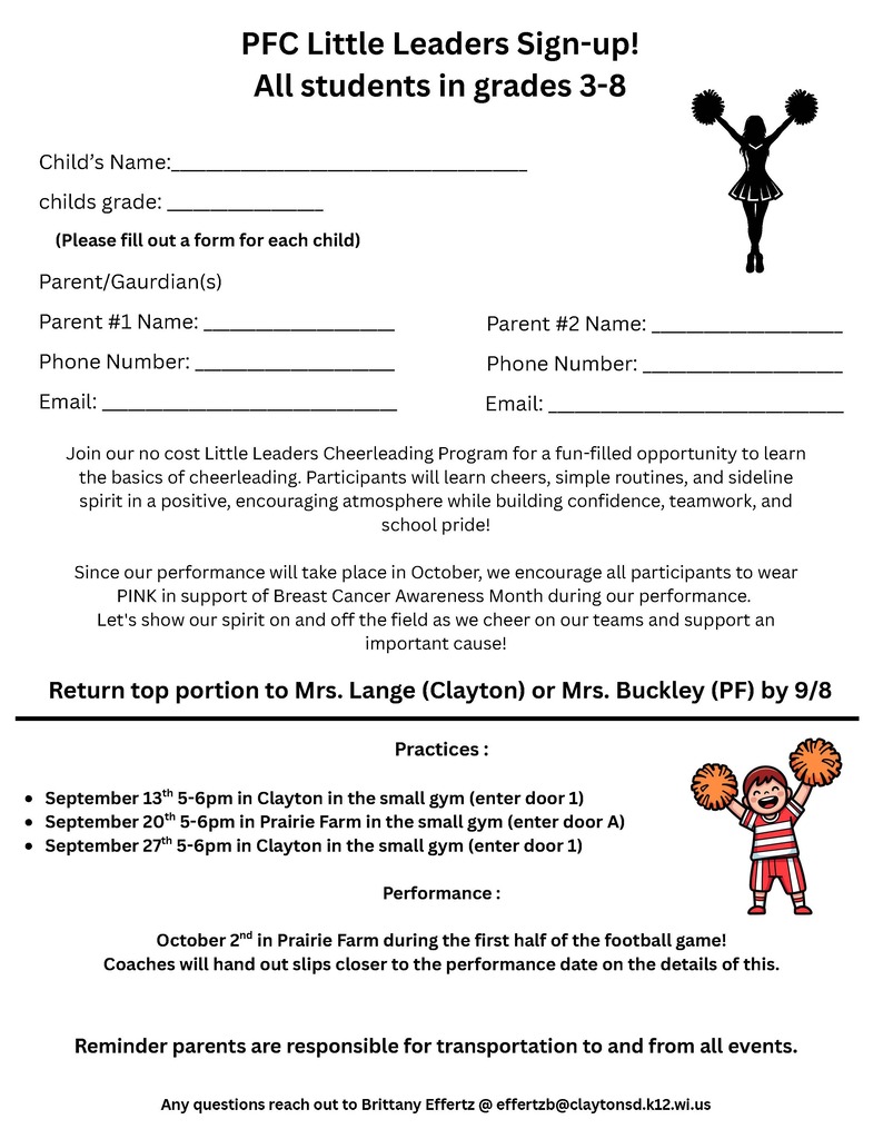 PFC Little Leaders Sign-Up Flyer