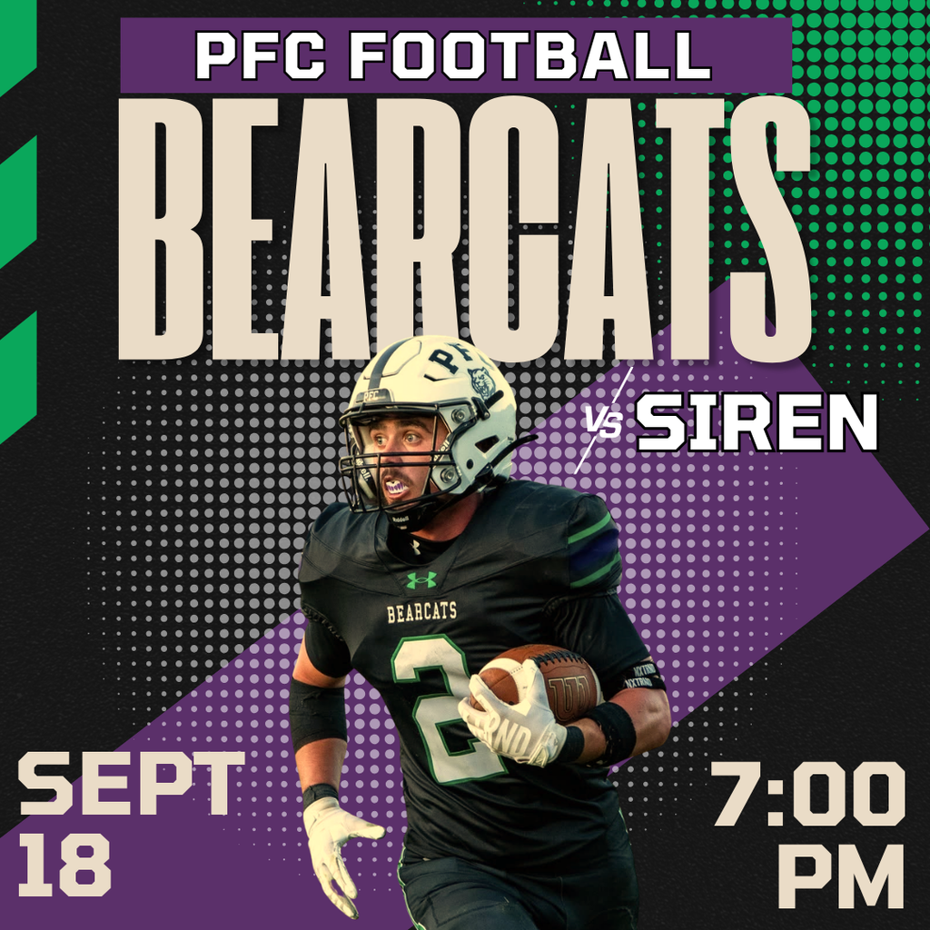 PFC FOOTBALL Bearcats vs Siren Sept 18 7:00 PM