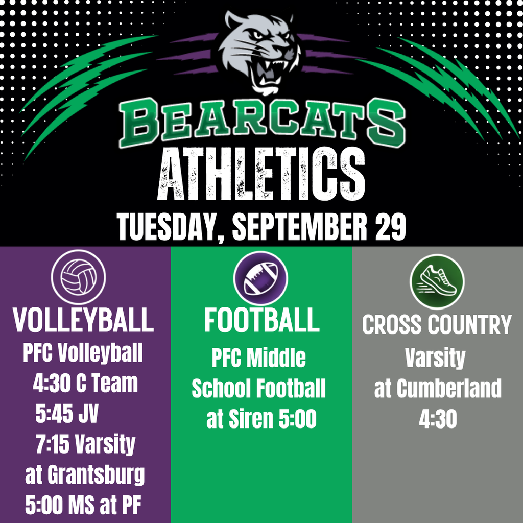 Bearcats Athletics Tuesday September 29 Sports schedule