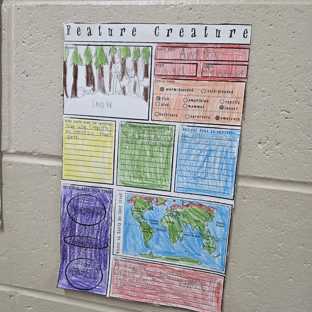 Students in the classroom learning about creatures