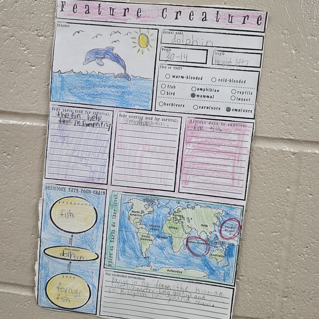 Students in the classroom learning about creatures