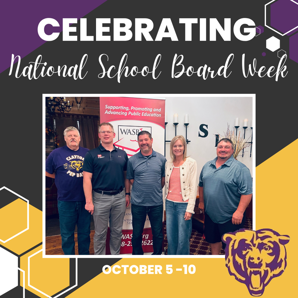 Celebrating National School Board Week Photo of the School Board members and the Date October 5-10