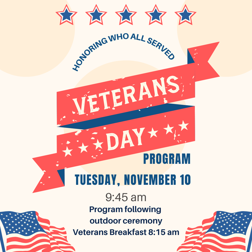 Veterans Day Graphic with information about the upcoming program 
