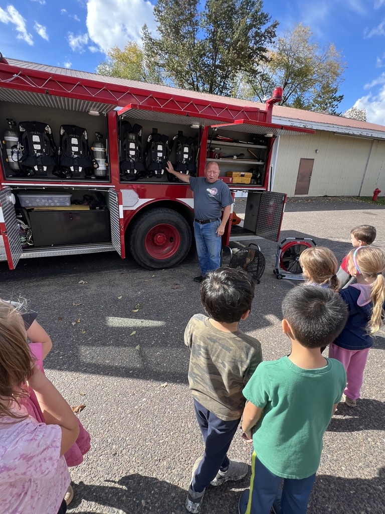 Fire Safety Week Photos showing students learning about fire safety