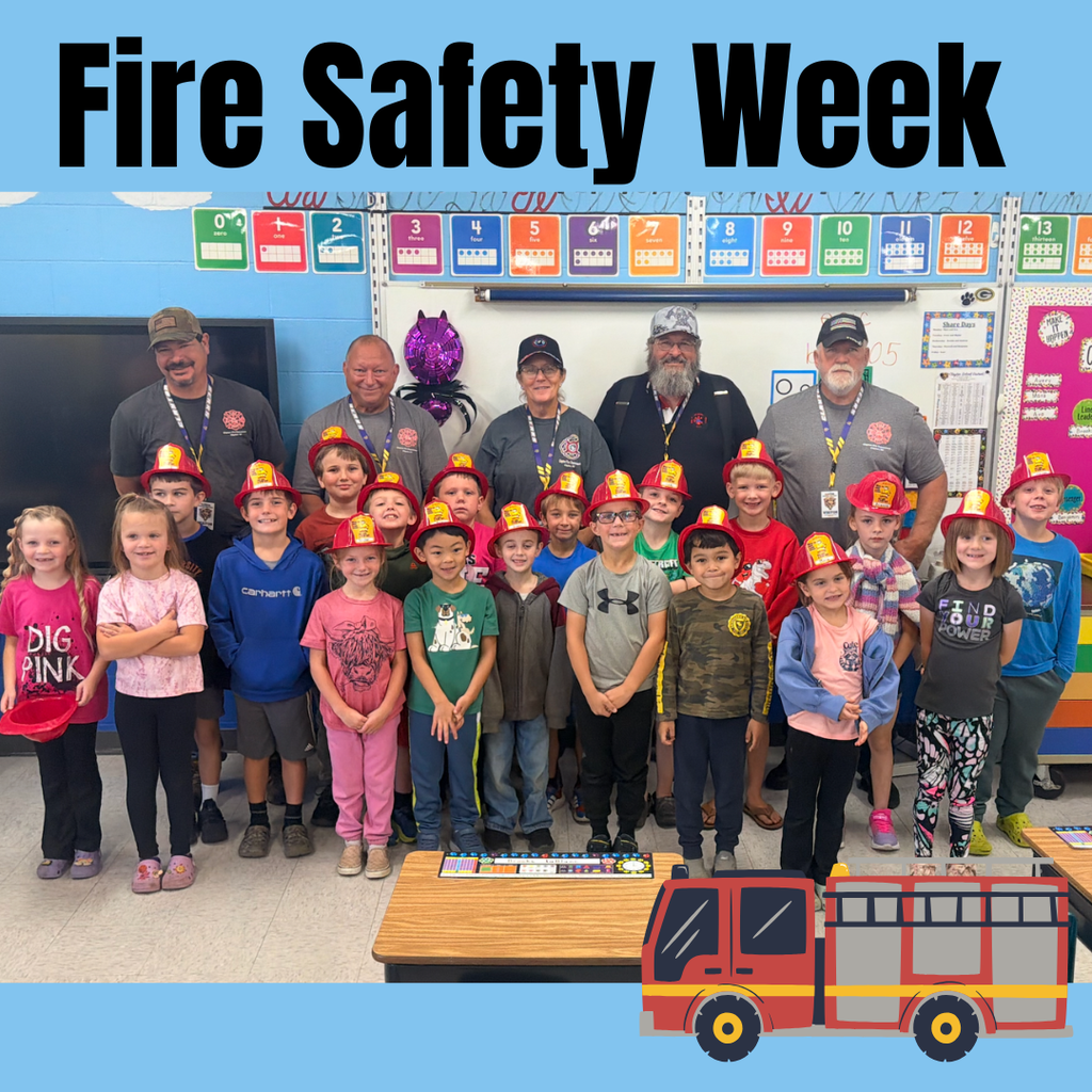 Fire Safety Week Photos showing students learning about fire safety