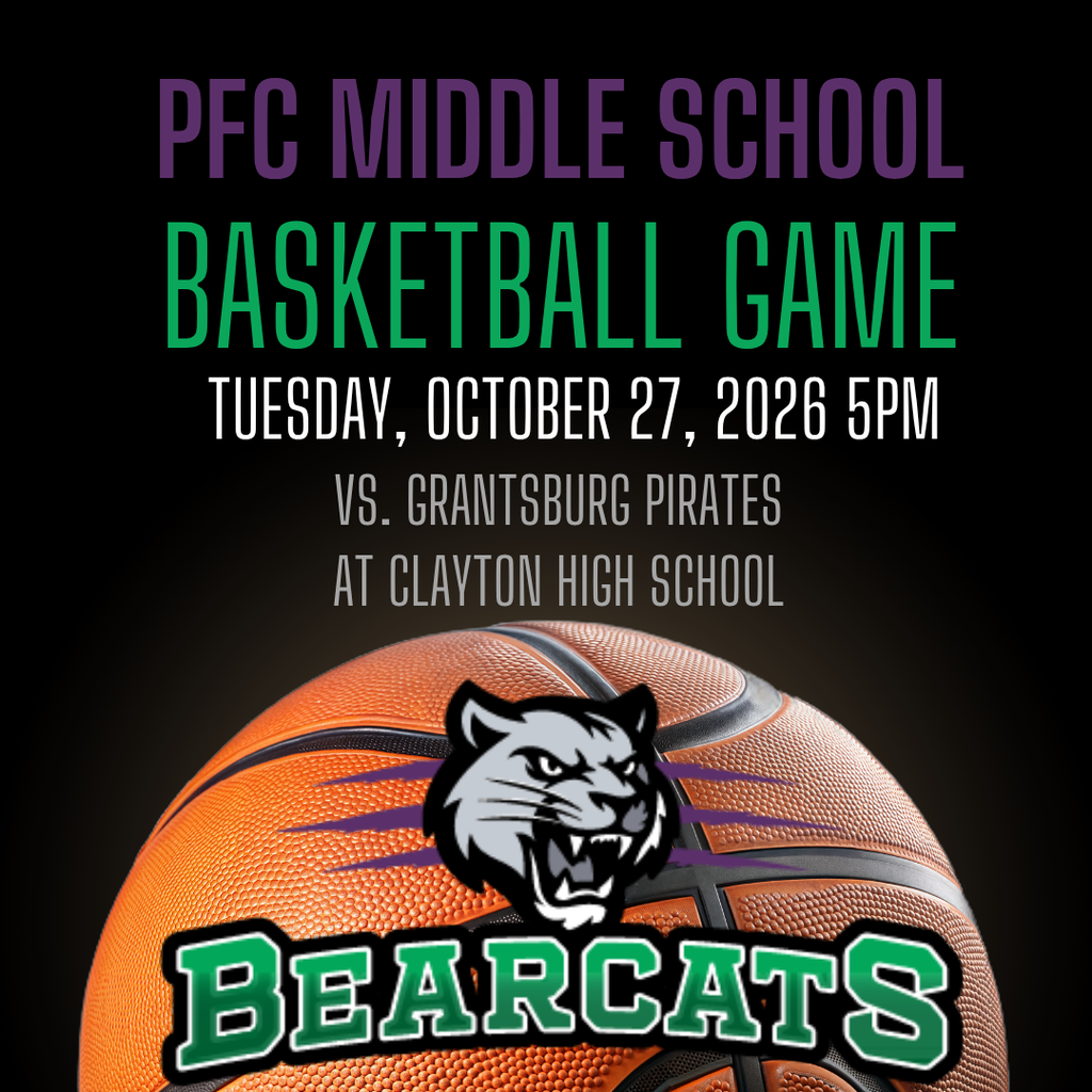 PFC Middle School Basketbal Tuesday October 27 at 5pm vs Grantsburg