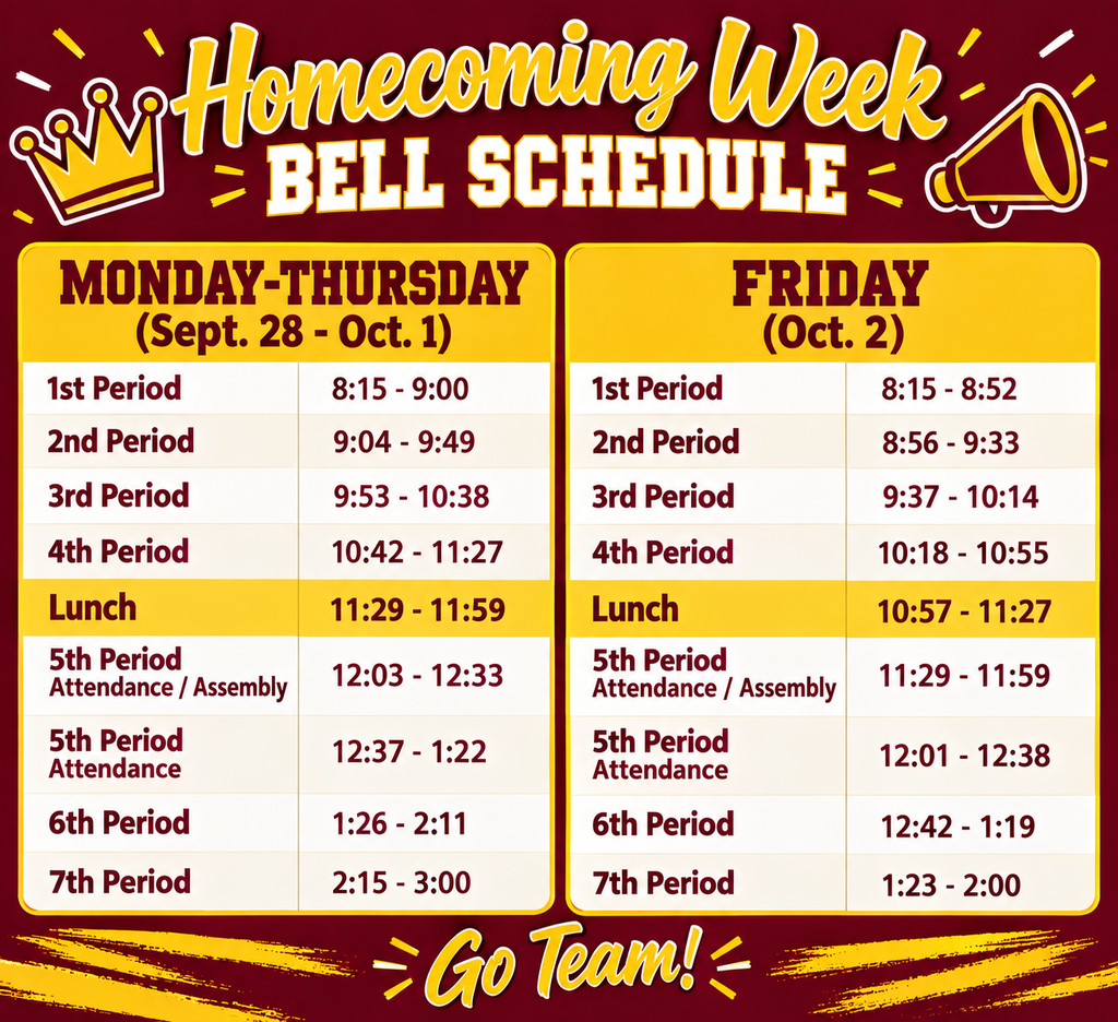 HS Homecoming Bell Schedule