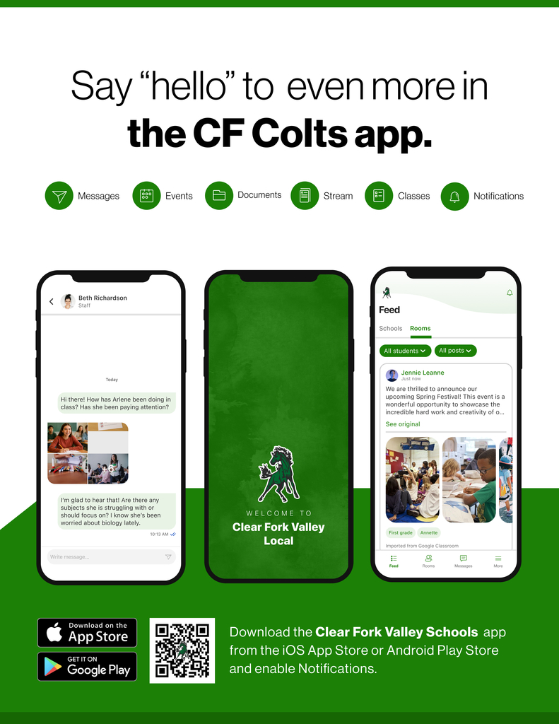 say hello to even more in the CF colts app. qr code for the app store