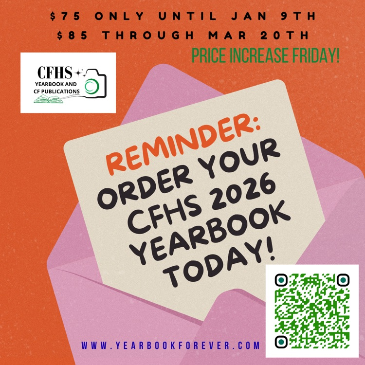 Order your 2026 CFHS Yearbook before price increases Friday!