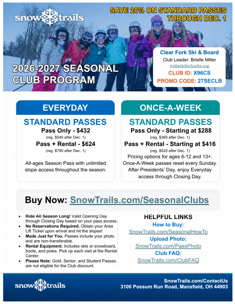Snow Trails club pass flyer