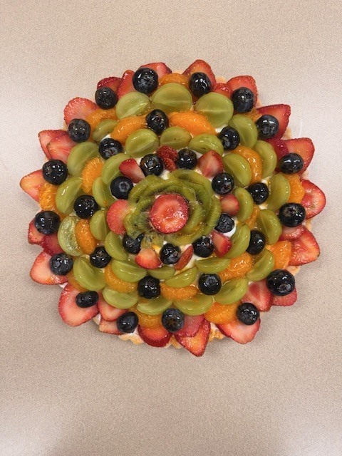 Picture of fruit tart made by students in Culinary Arts II classes taught by JD