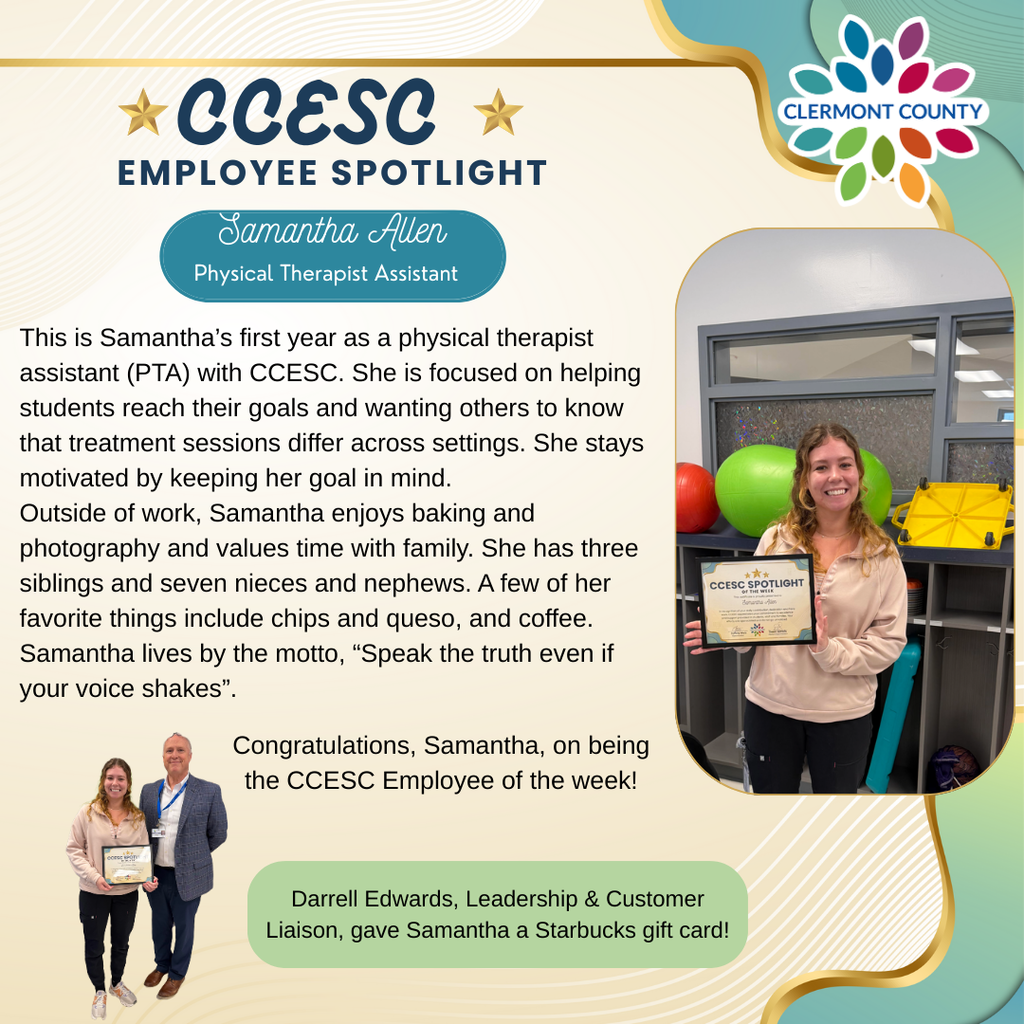 Samantha Allen, CCESC Employee of the Week!
