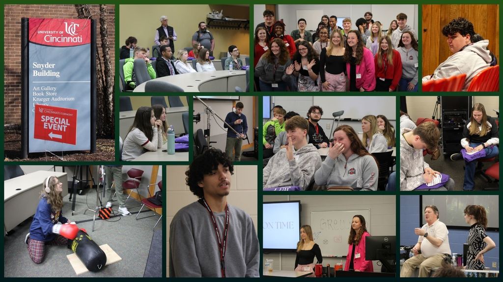 Collage of Creators Conference photos. Includes students and speakers.