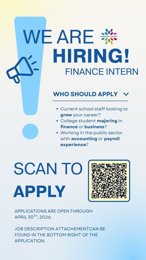 CCESC Hiring Finance Intern and the applications open until April 30th, 2026. Scan QR code for more information and to apply!