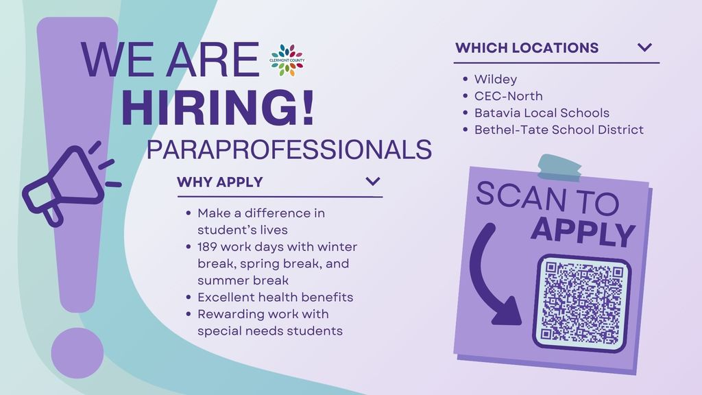 We're hiring Paraprofessionals! Visit the CCESC website for more information about the role and to apply!