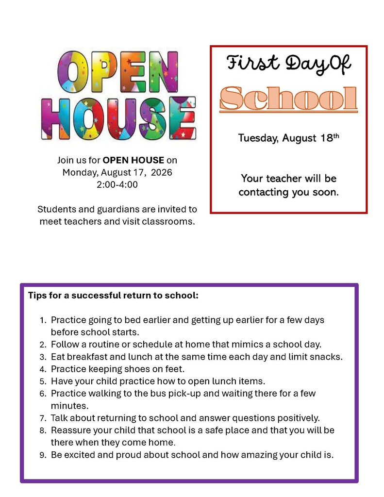 Open House flyer for CEC-North. Open House is August 17th from 2:00 PM to 4:00 PM.