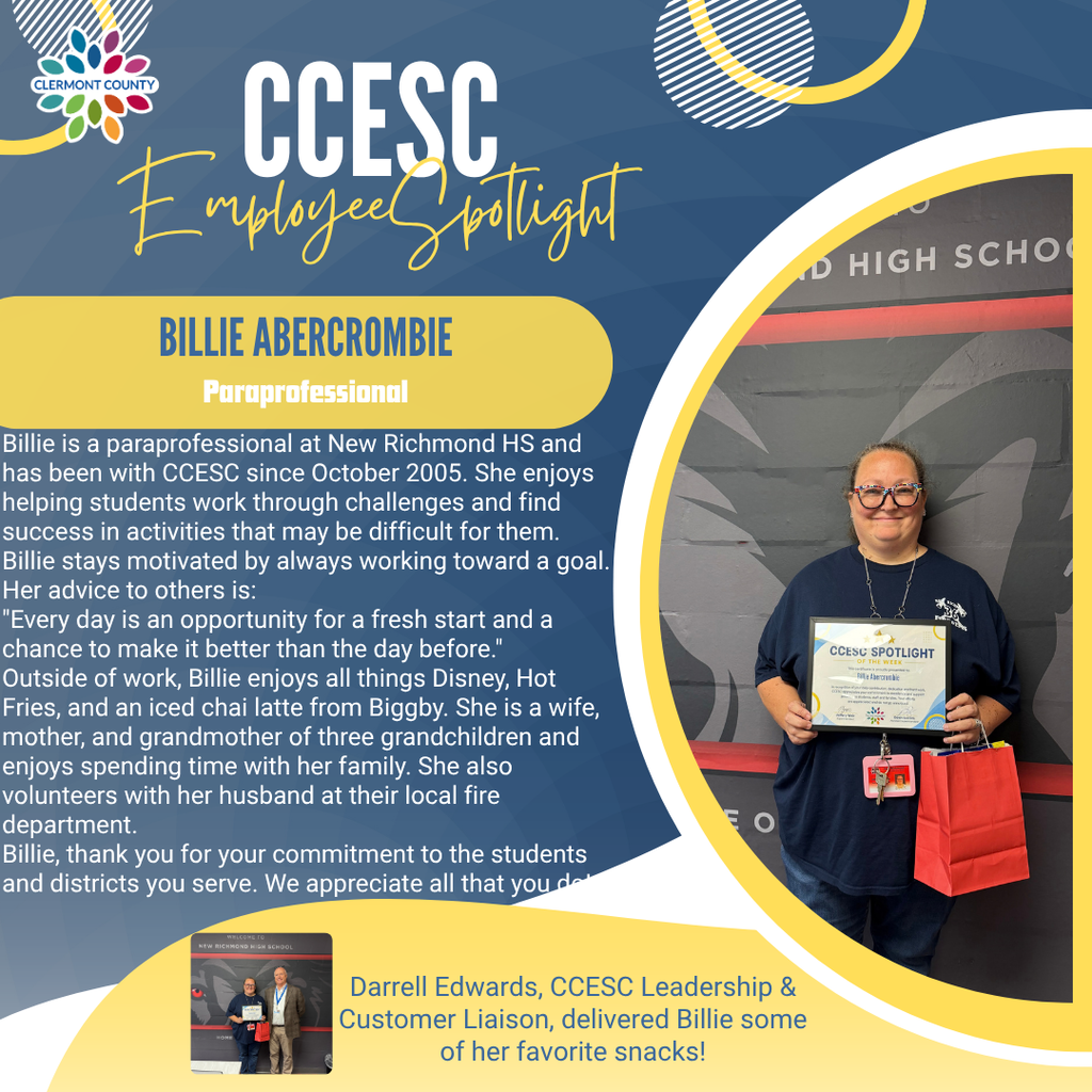 Billie Abercrombie CCESC Employee Spotlight!