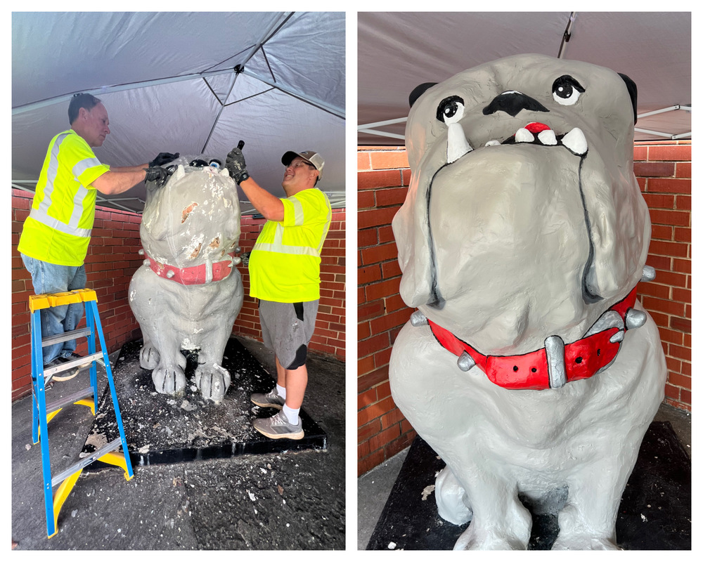 Stuart Elementary Mascot Gets Makeover Thanks to Mars Wrigley Volunteer At Stuart Elementary School, one beloved member of the campus has been quietly cheering on students for yearsโGeorge, the schoolโs faithful mascot statue. Though George has seen better days, heโs always stood tall as a symbol of school pride. But recently, time had taken its toll on him. Faded paint, cracks, and wear made it clear: George needed a little help. That help came in the most unexpectedโand heartwarmingโway. This summer, employees from Mars Wrigley volunteered their time as part of their community service hours to help spruce up the school. They painted, cleaned, and helped beautify the campus. But one volunteer noticed something moreโGeorge. Worn but still full of character, the mascot caught the eye of someone who saw more than just an old statue. They saw potential. That employee, Pete Nicodemus (right), took it upon himself to give George the TLC he deserved. With care and craftsmanship, George was patched up, given a fresh coat of paint, and proudly fitted with a brand-new collar bearing his name. Today, he stands gleaming and proud once moreโready to greet students, staff, and families for the new school year. โIt was truly a joy to help bring George back to life,โ said Nicodemus, a Cleveland Mars Wrigley employee whose son attended Cleveland High School. โI kept thinking about how many students and families walk past him every day. I wanted them to feel pride in their school and smile when they saw him standing there.โ Pete is no stranger to giving new life to beloved figures. At the Cleveland Mars Wrigley facility, heโs also the one who cares for the iconic red and yellow M&M character statues that greet visitors. He patches them up from time to time, making sure they stay bright, welcoming, and full of personalityโjust like George. For Principal Kim Bradford, these acts of kindness meant everything. โIโve always wanted Stuart to feel like a true community school,โ she said. โAnd thisโsomeone from the community seeing a need and stepping up to helpโitโs exactly what that means.โ Georgeโs makeover is more than just a fresh look. Itโs a reminder of the power of partnership, pride, and what can happen when people come together to make a difference.