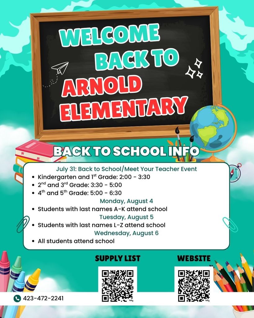July 31: Back to School/Meet Your Teacher Event Kindergarten and 1st Grade: 2:00 - 3:30 2nd and 3rd Grade: 3:30 - 5:00 4th and 5th Grade: 5:00 - 6:30 Monday, August 4 Students with last names A-K attend school Tuesday, August 5 Students with last names L-Z attend school Wednesday, August 6 All students attend school