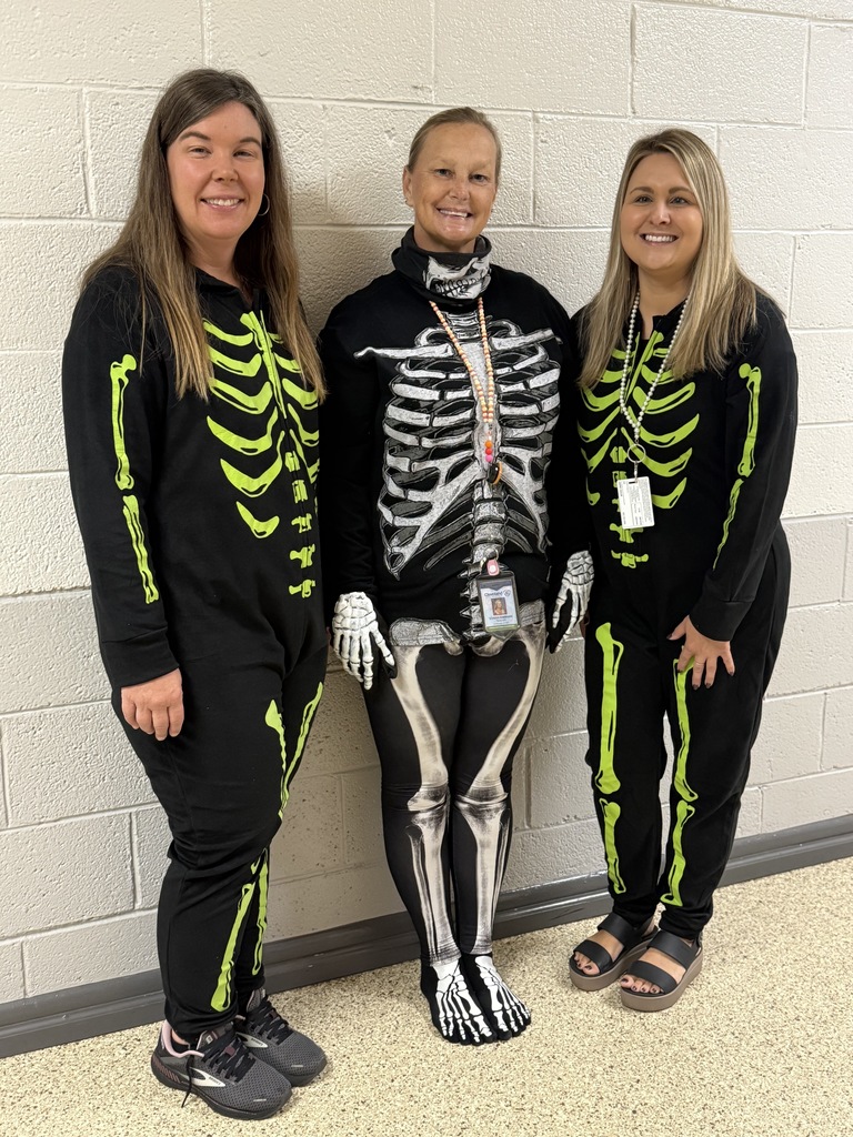 Group picture of teachers in Skeleton suits