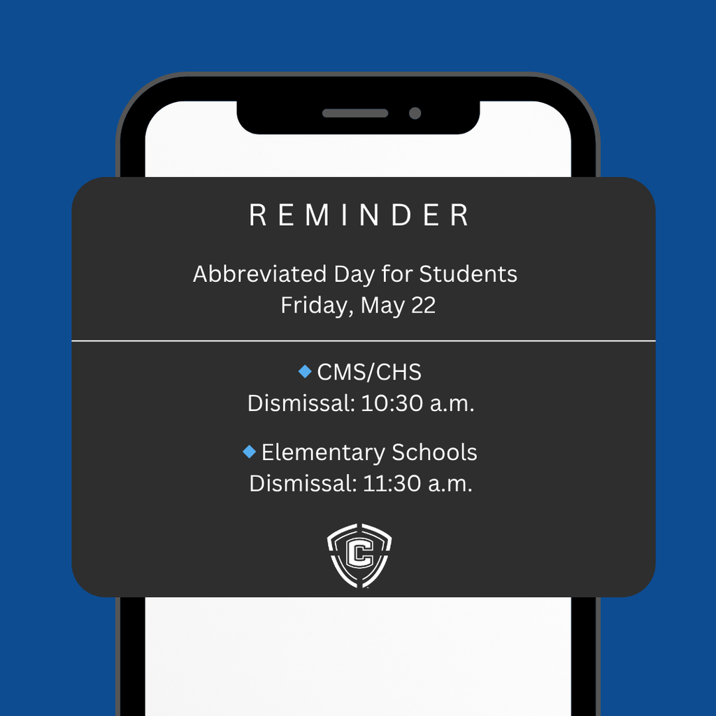 This is an abbreviated day for students on Friday, May 22nd and also the last day of the school year.