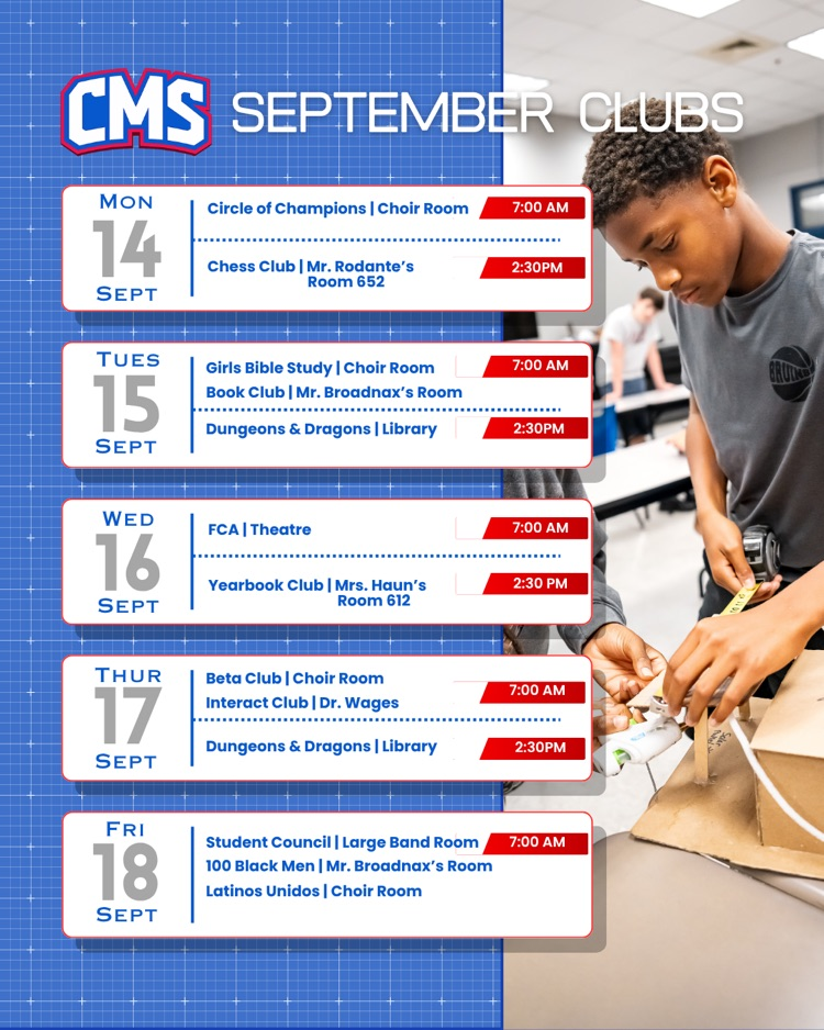 September Club Schedule