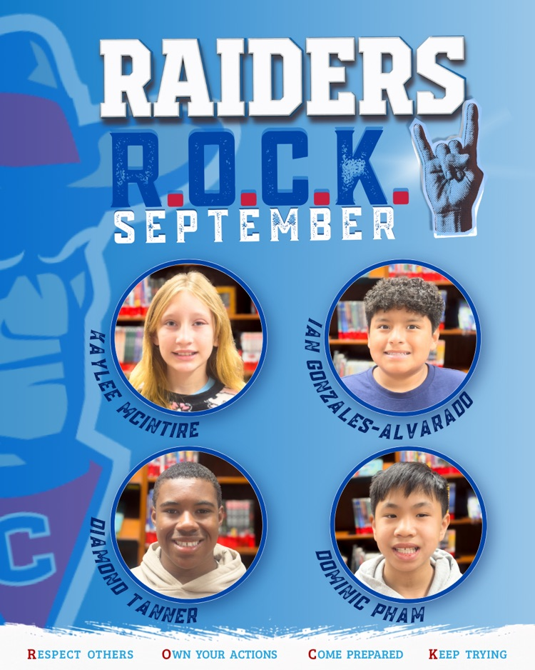 September Raiders ROCK students of the month
