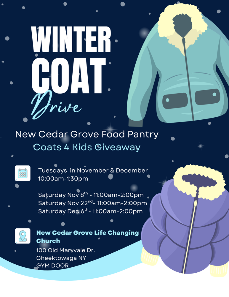 New Cedar Grove Food Pantry - Coat Drive/Coats 4 Kids Giveaway