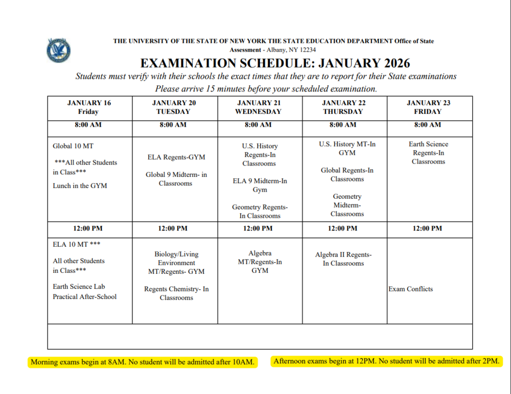 Exam Schedule 