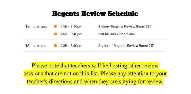 Final Schedule Review