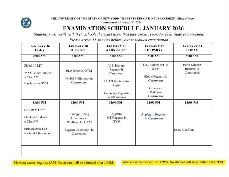 Exam Schedule 