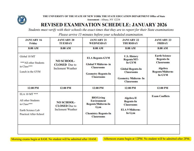 Exam Schedule