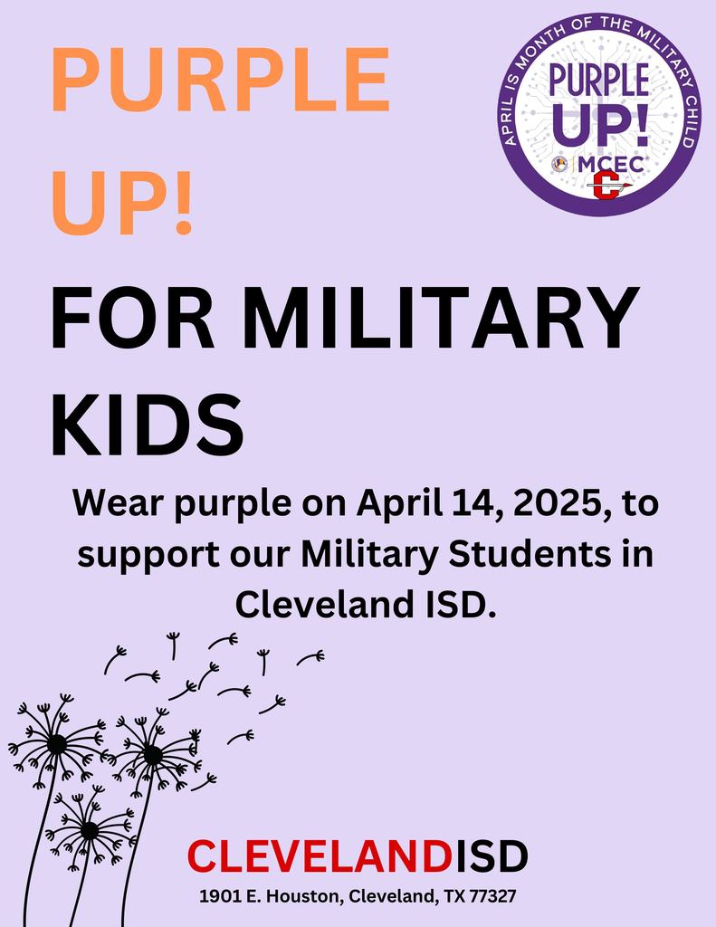 Purple Up for Military Kids April 14