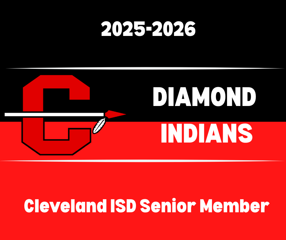 Cleveland ISD red Capital C with arrow going from the middle left to right.