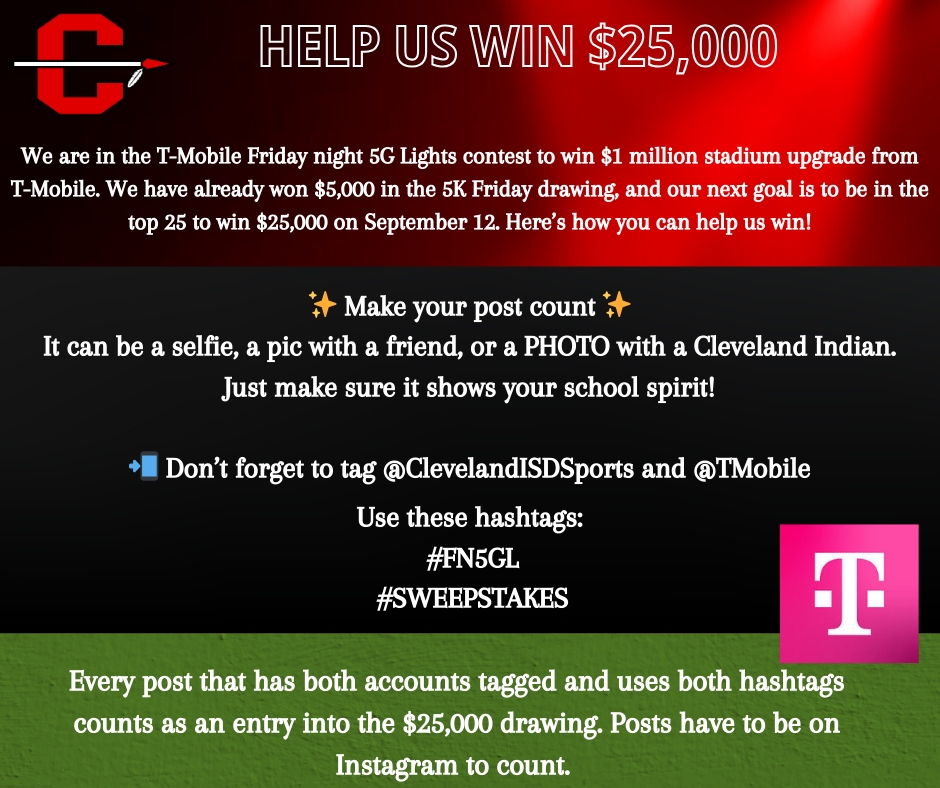 Cleveland ISD Tmobile flyer with Tmobile logo and CISD logo