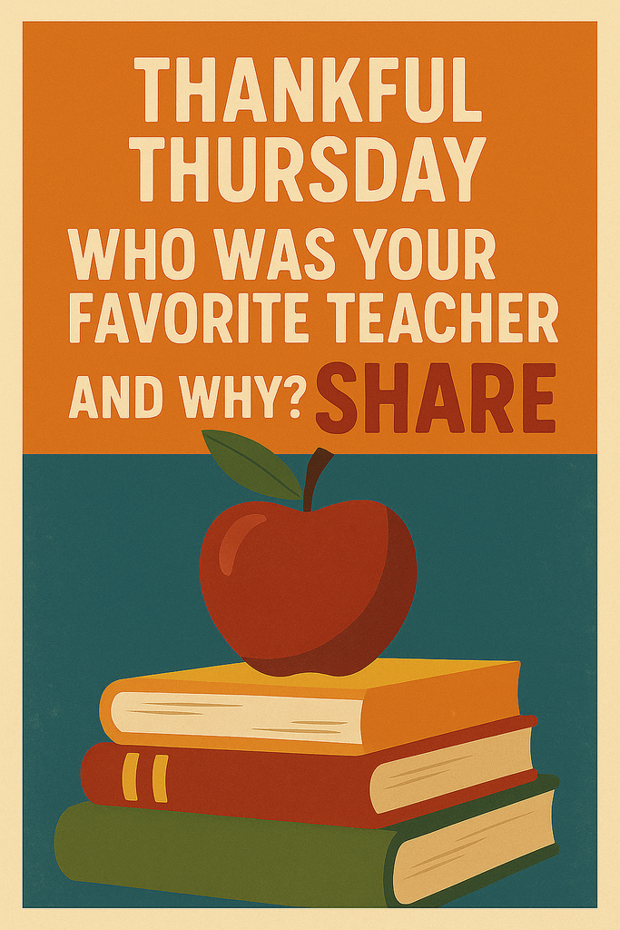 Please share which teacher was your favorite and why. Books with an apple on top.
