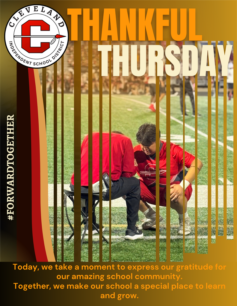 Thankful Thursday Flyer with brown, gold, and red tones with a picture from a football game.
