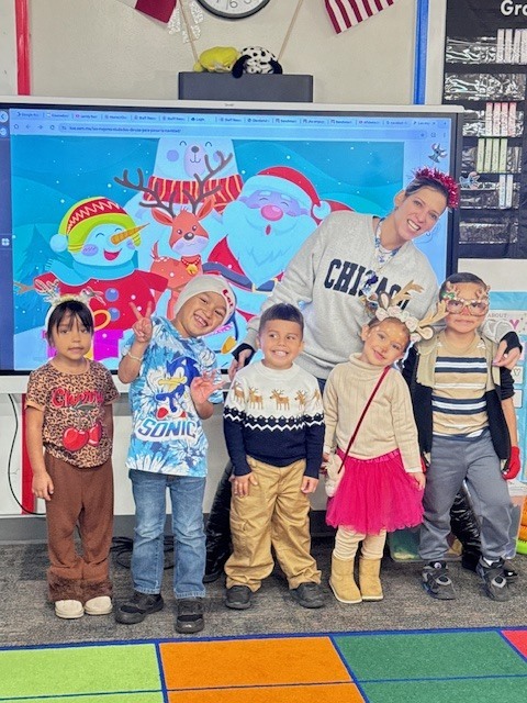 Children dressed as Christmas reindeer