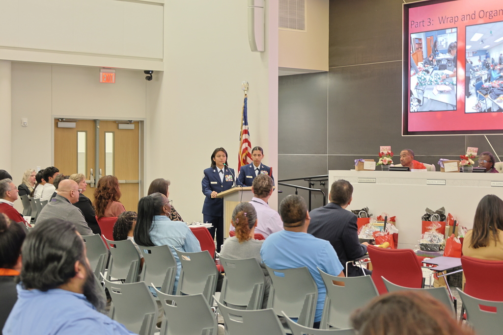 Airforce ROTC students presenting Christmas fundraiser
