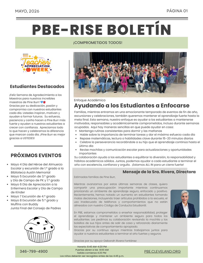 A page from a newsletter. It contains text in Spanish, an image of a group of people, and an image of a person.