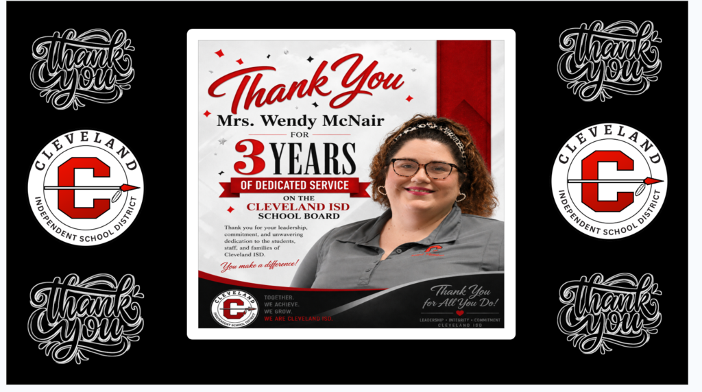 A framed certificate with "Thank You" and "3 Years of Dedicated Service" in red. The image features a smiling woman in glasses.
