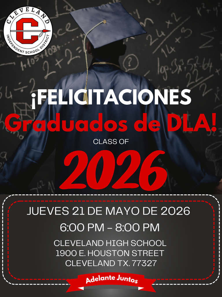 Black and Red  Flyer celebrating DLA Graduates-Spanish