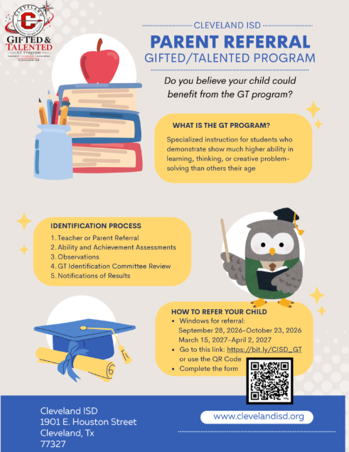 Parent Referral Gifted/Talented Program