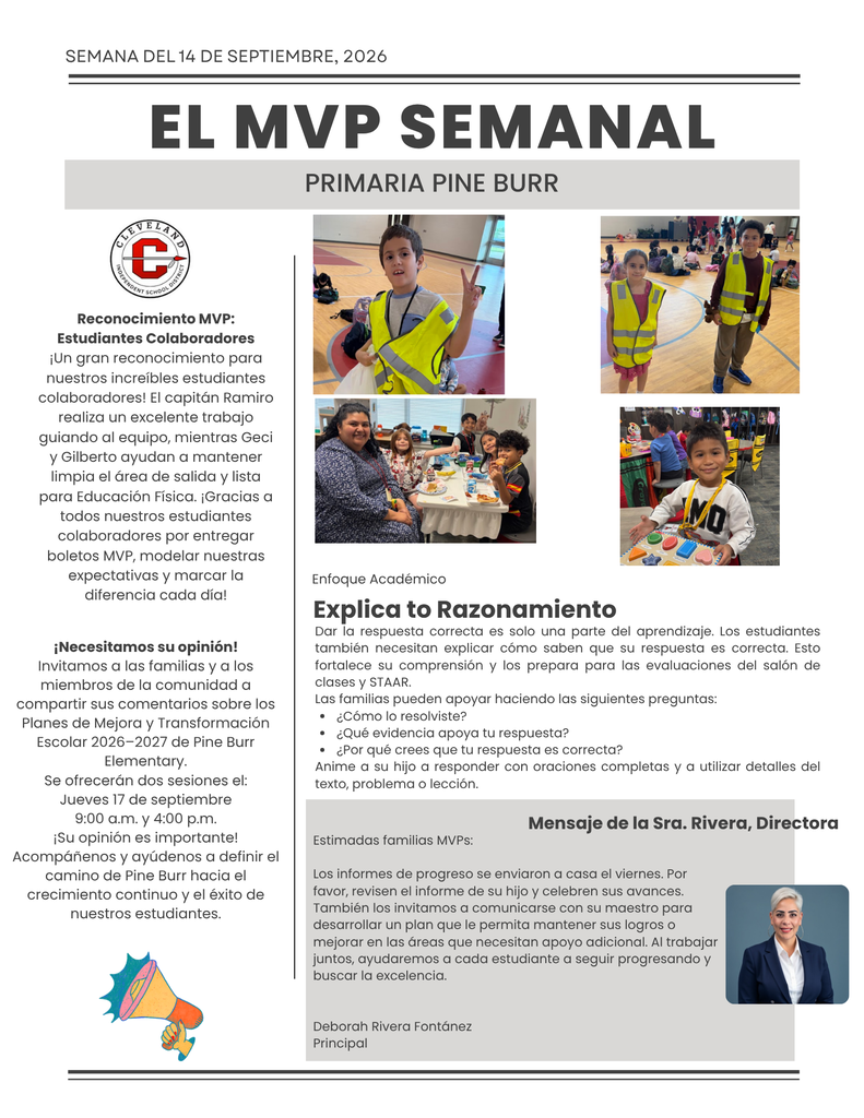 A page from an issue, dated Sept. 14, 2026, highlights "El MVP Semanal" with the name "Primary Pine Burr" and pictures of children.