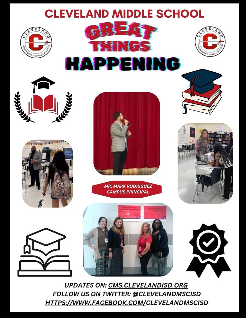 White Flyer with Red and Black Font, with academic words and photos