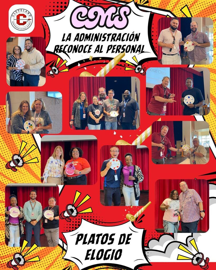Red Flyer with Red and Yellow Font, along with praise symbols and photos