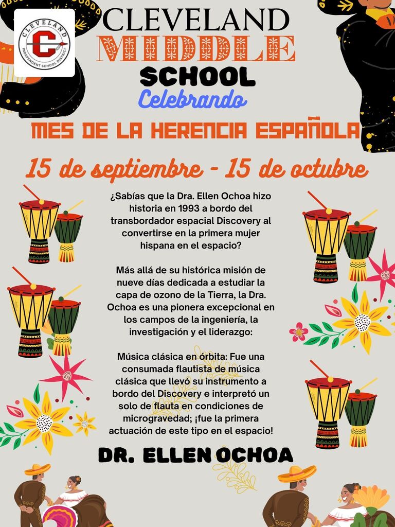 GREY FLYER WITH ORANGE, BLACK AND BLUE FONT; ALONG WITH HISPANIC MEN AND WOMEN!!