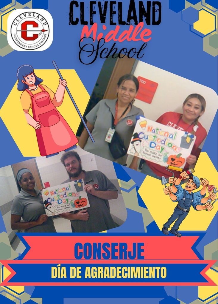 BLUE  FLYER WITH BLACK, RED AND  BLUE FONT; ALONG WITH PHOTOS OF STAFF AND WORKING CARTOONS!!!